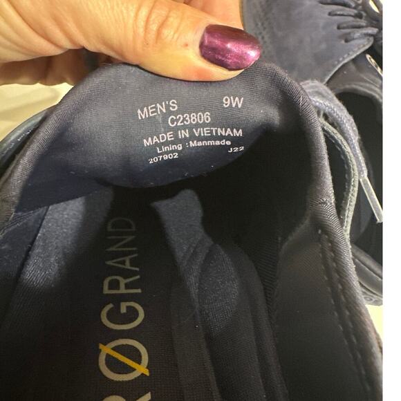 Cole Haan Men's Blue Zerogrand Laser Wing Leather Oxford Shoe, Size 9W, Like New - Picture 8 of 8